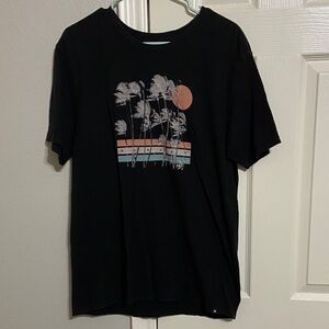 Hurley Black Graphic Tee with Sunset Motif